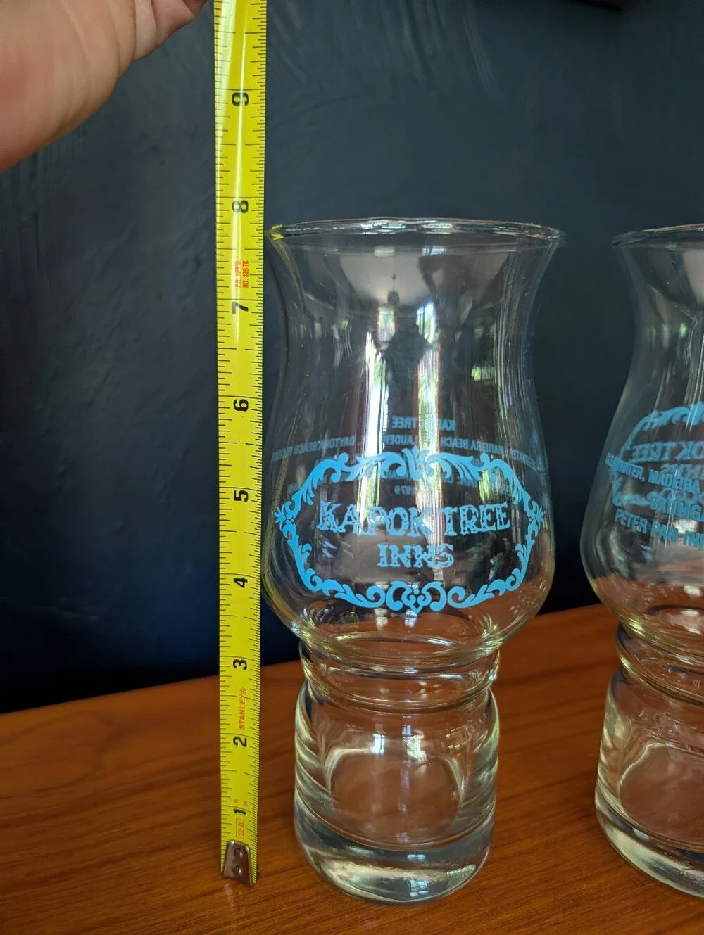 Vintage 1979 Kapok Tree Inns Florida Hurricane Glasses Tiki Restaurant Barware